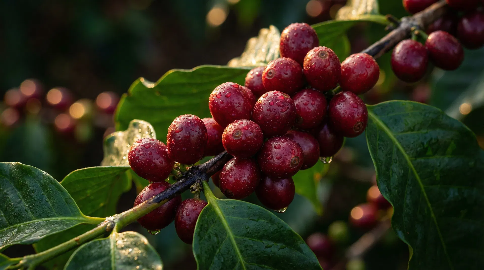 Cerejas de café maduras