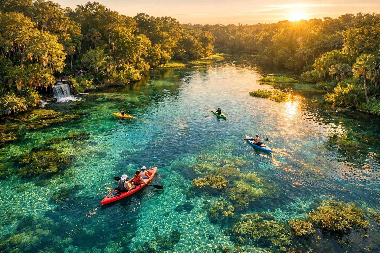 Rainbow Springs State Park aerial view with kayakers