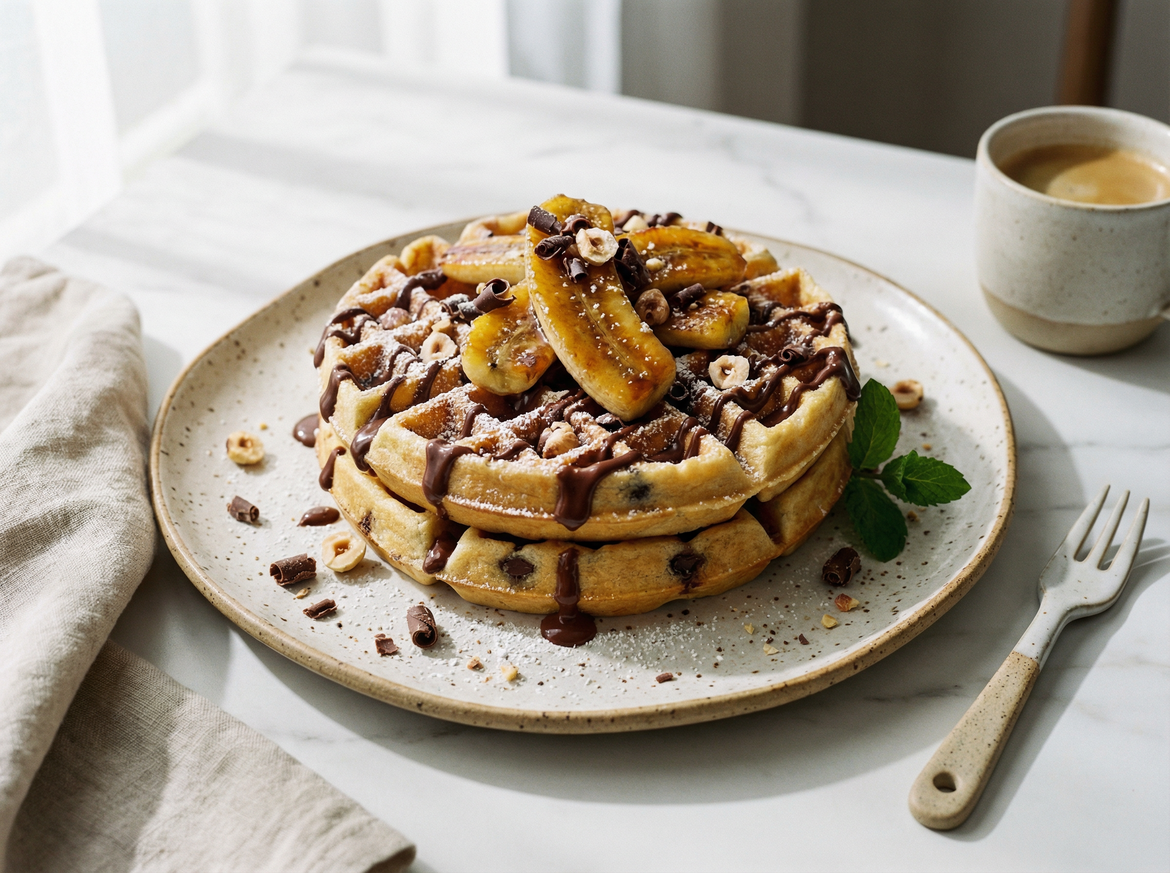 Chocolate Banana Waffles