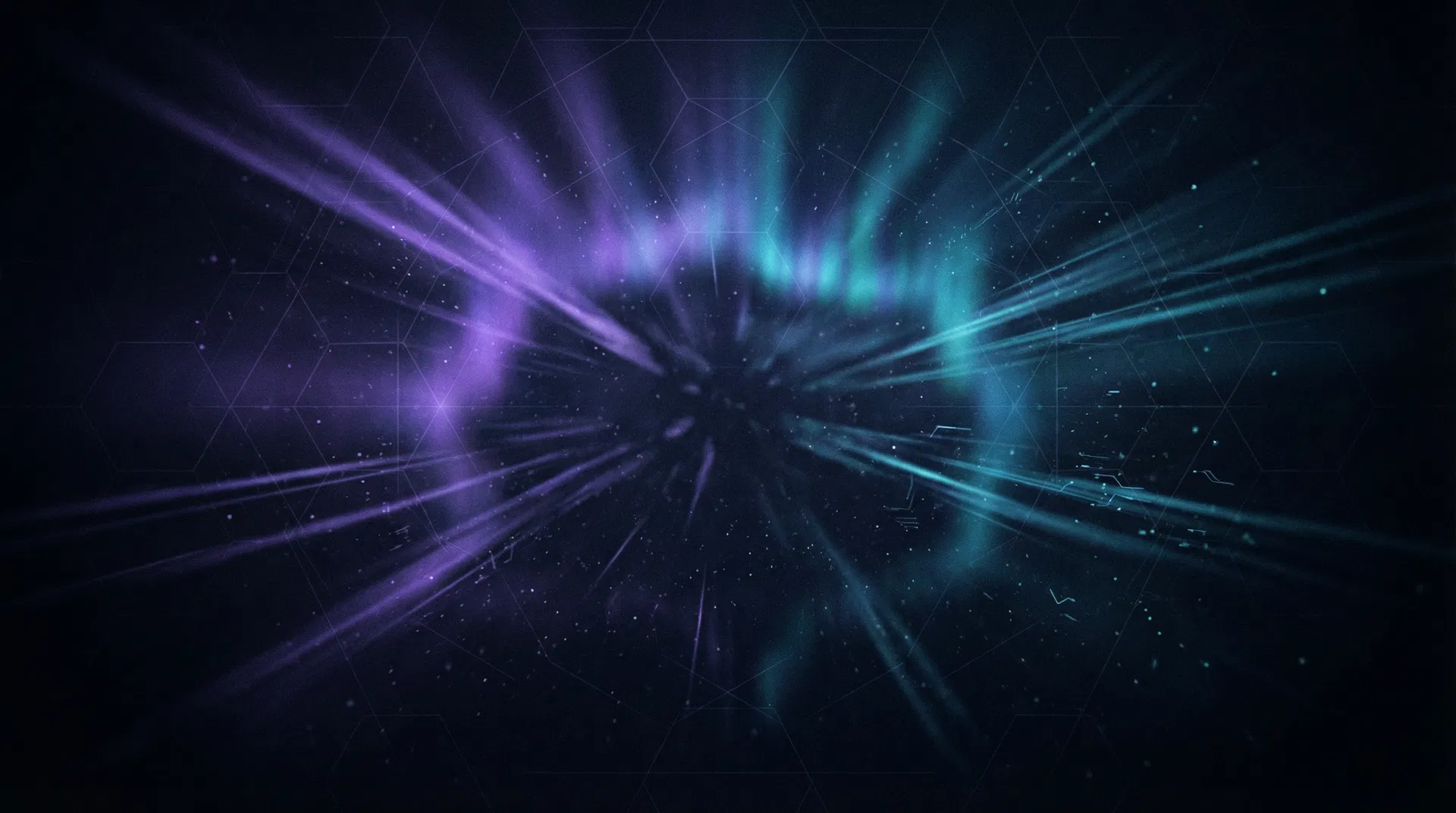 Fondo abstracto de tecnología e inteligencia artificial con formas geométricas y redes neuronales