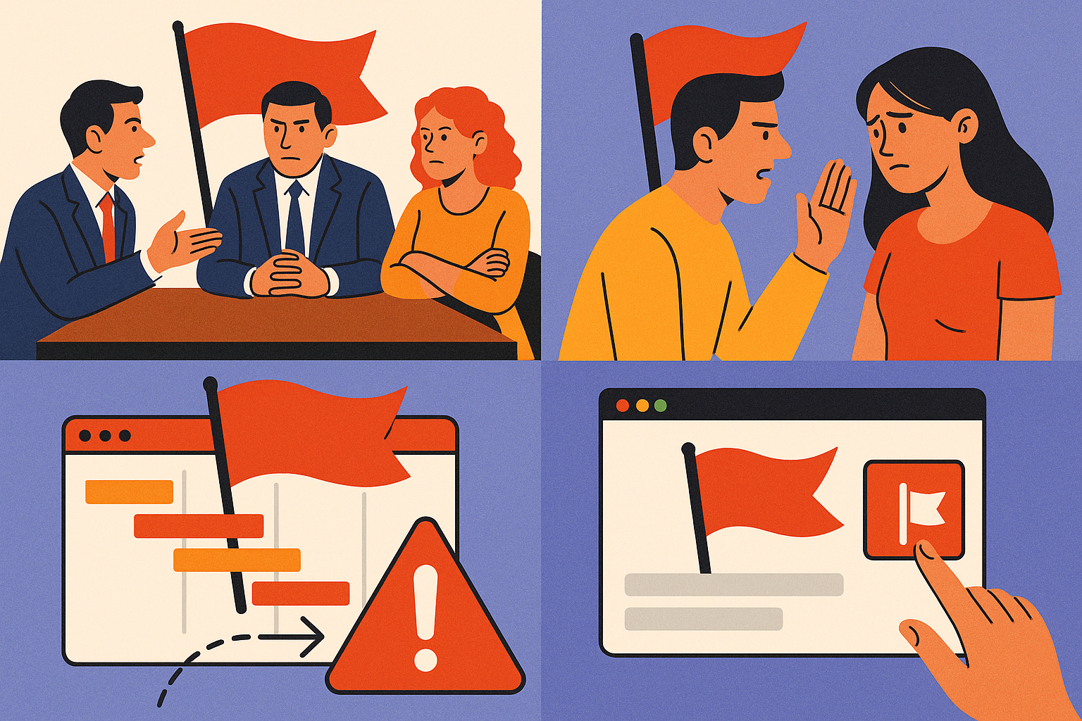 Immagine: Red Flag in diversi contesti della vita