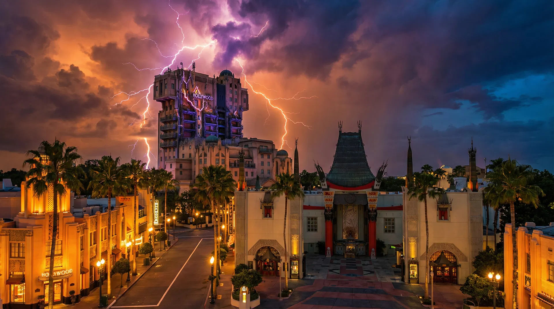 Hollywood Studios Tower of Terror at dusk