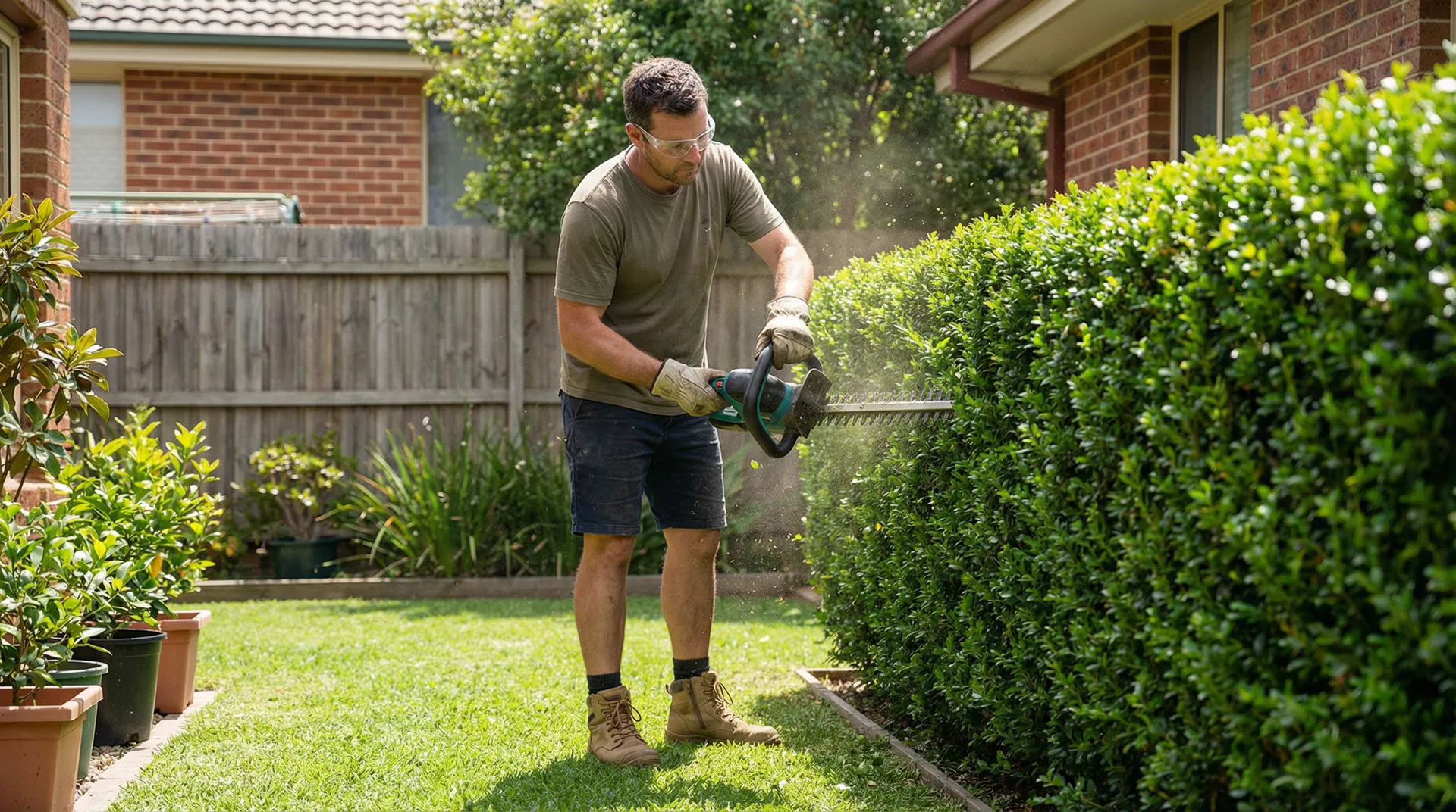 Professional hedge trimming and shrub shaping service in Sydney by ReGreen Lawn and Garden Services
