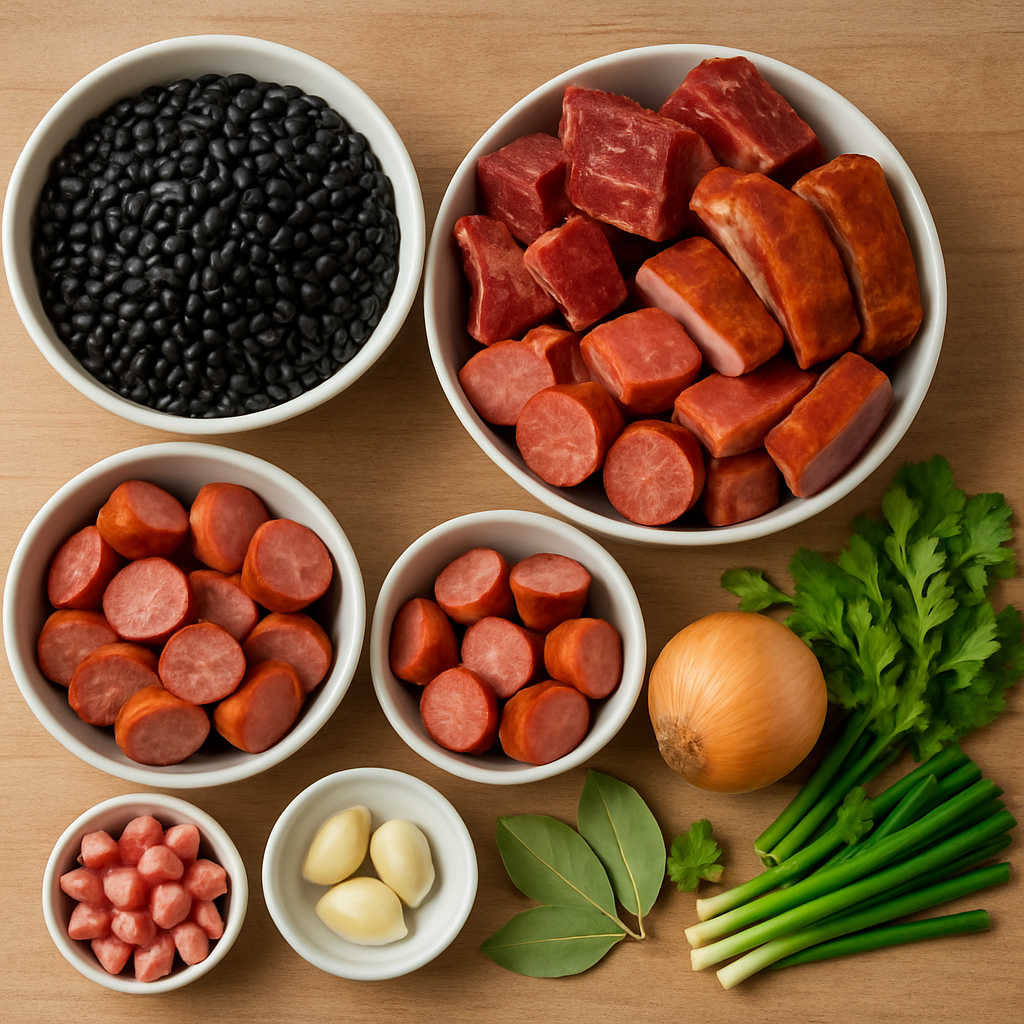 Mise en Place dos Ingredientes da Feijoada