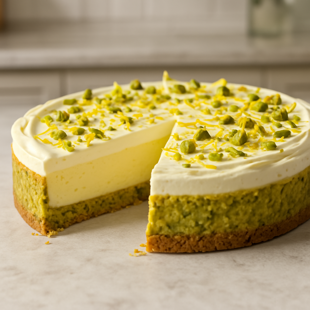 Torta de Pistache com Limão Siciliano completa
