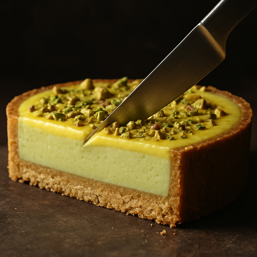 Corte da torta mostrando a textura