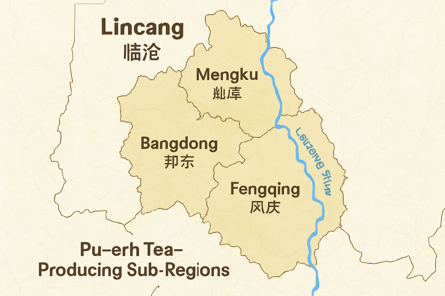 Lincang Tea Region Map