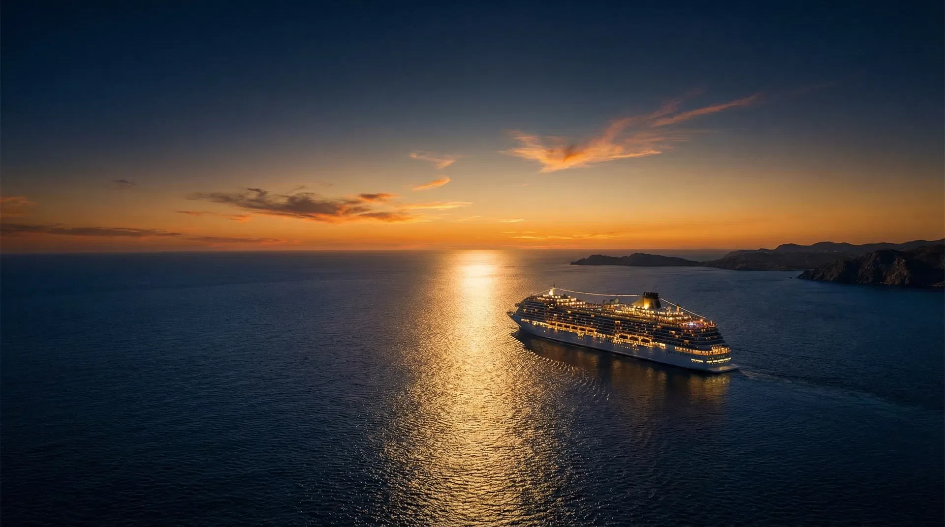 Luxury cruise at sunset
