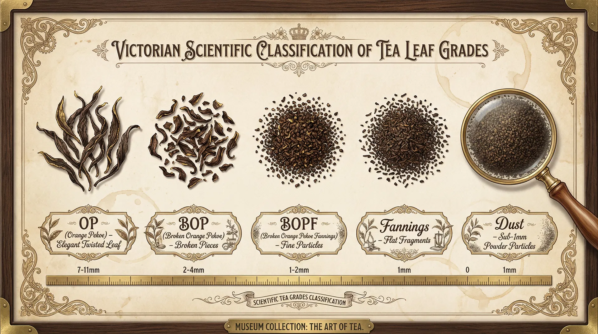 茶葉のサイズ比較スケール