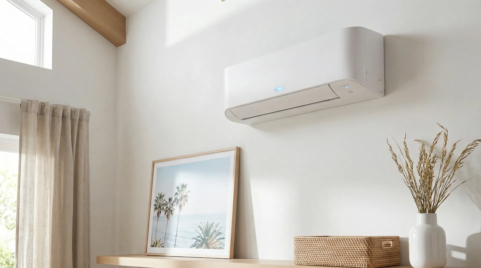 Modern ductless mini-split AC unit mounted on wall in Southwest Florida home