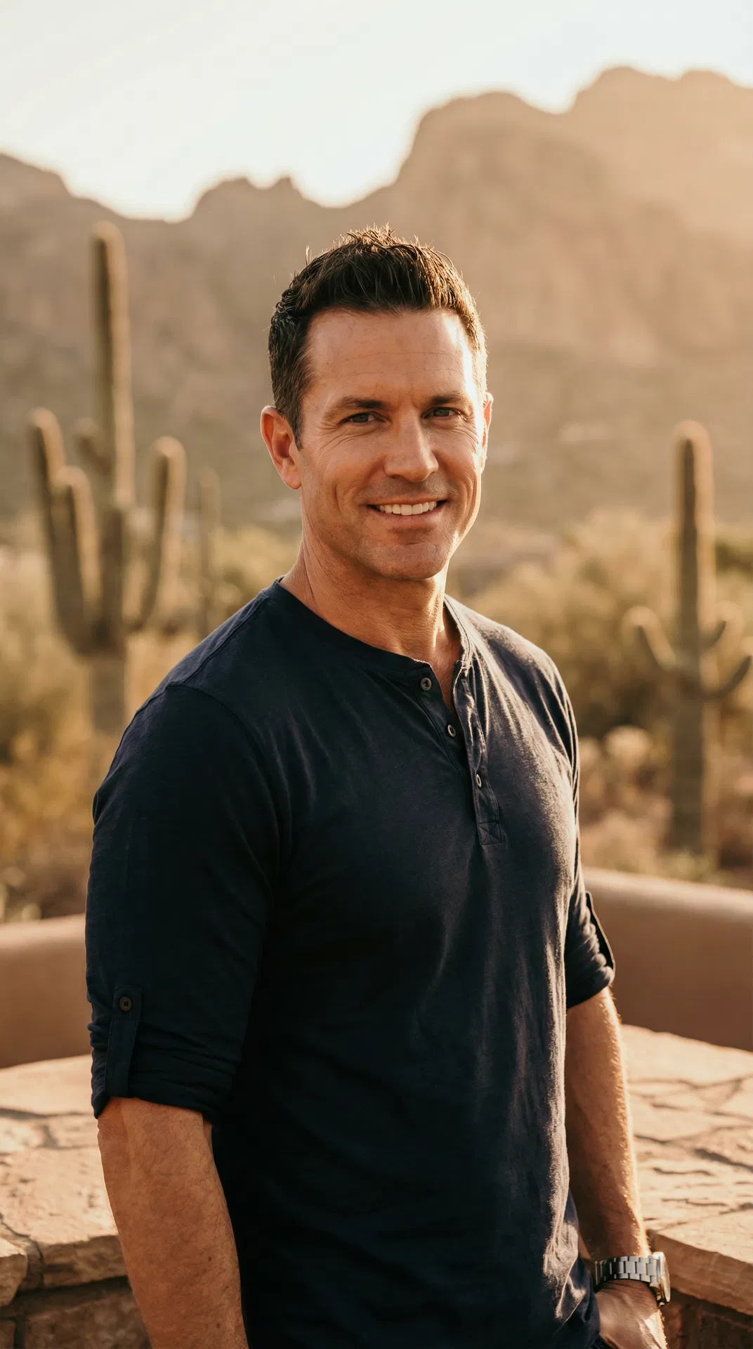 Confident executive in Scottsdale radiating vitality and peak performance