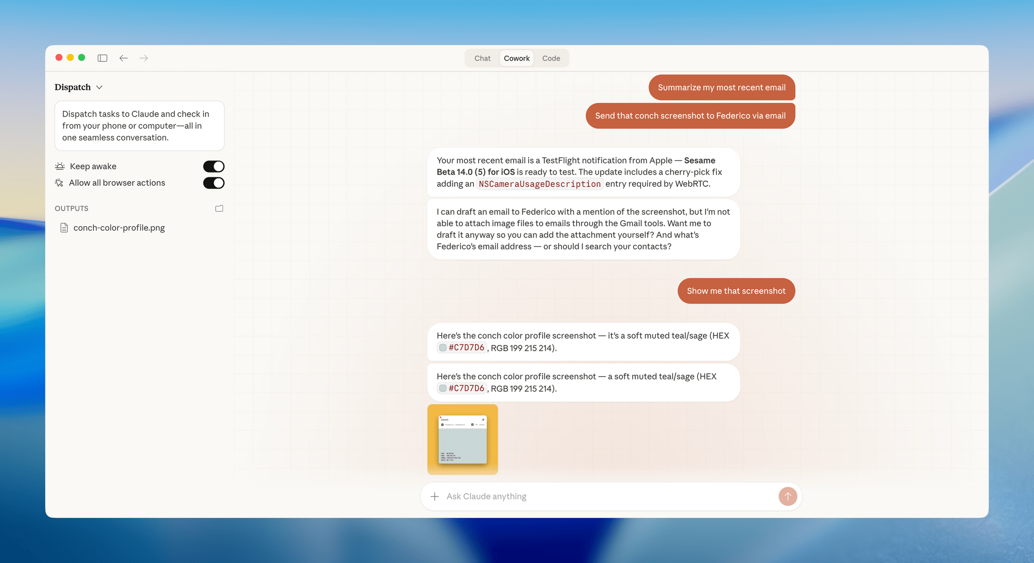 Claude Cowork Dispatch 桌面介面