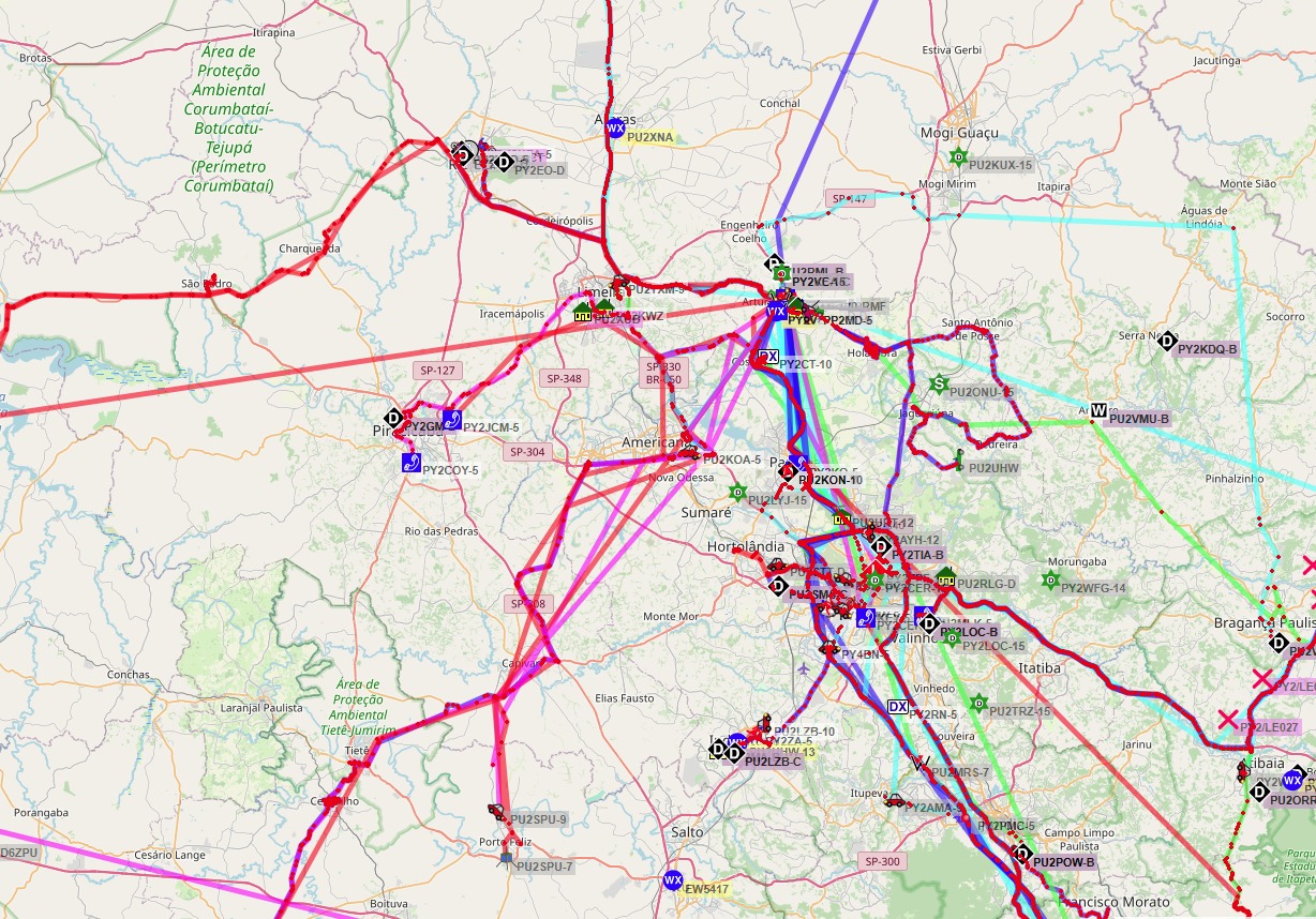 Cobertura da Rede Paulista de APRS
