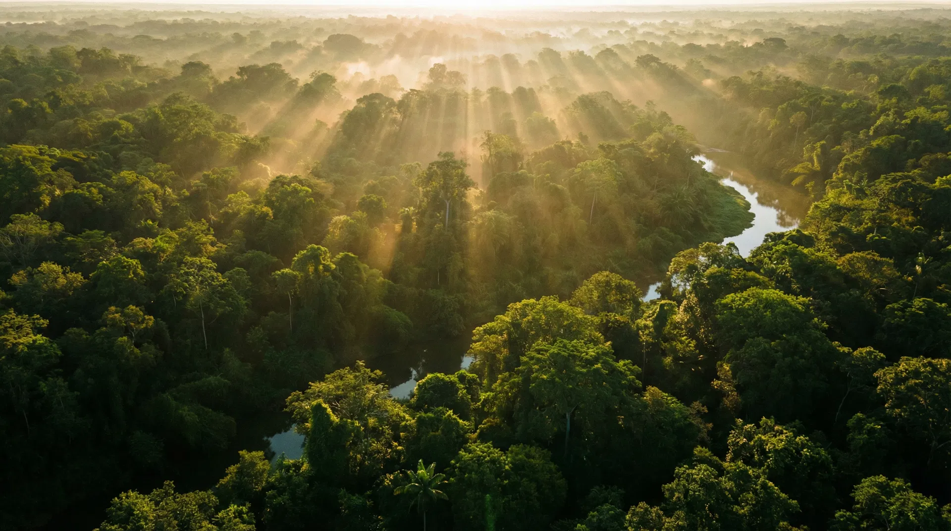 Aerial view of a lush forest canopy