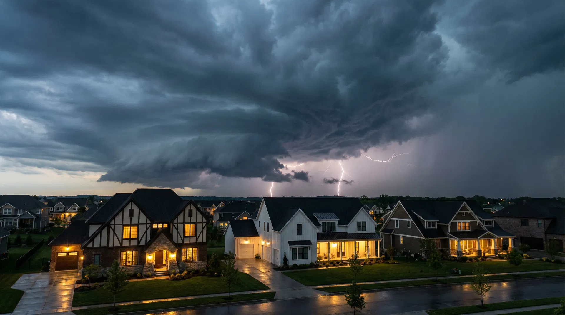 Storm approaching luxury homes
