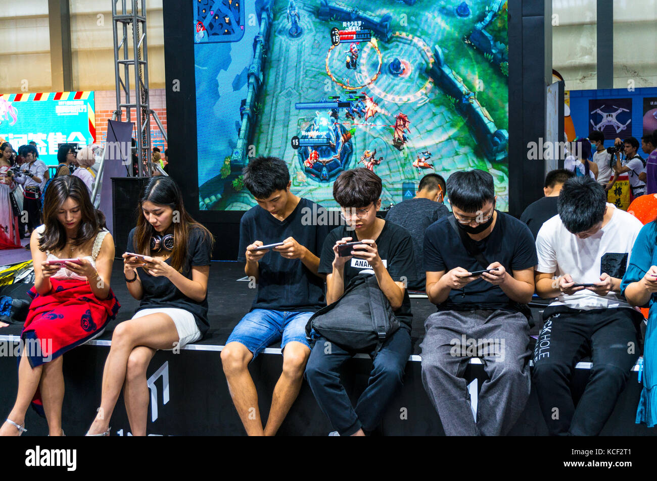 Players competing in a mobile esports tournament