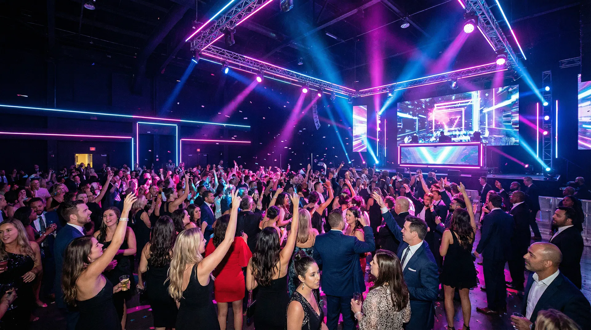 Event celebration with lighting