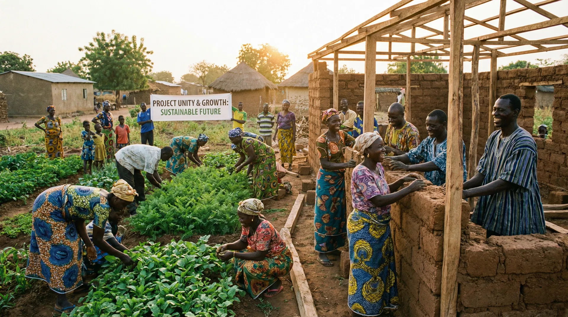 Comunidad en África trabajando junta