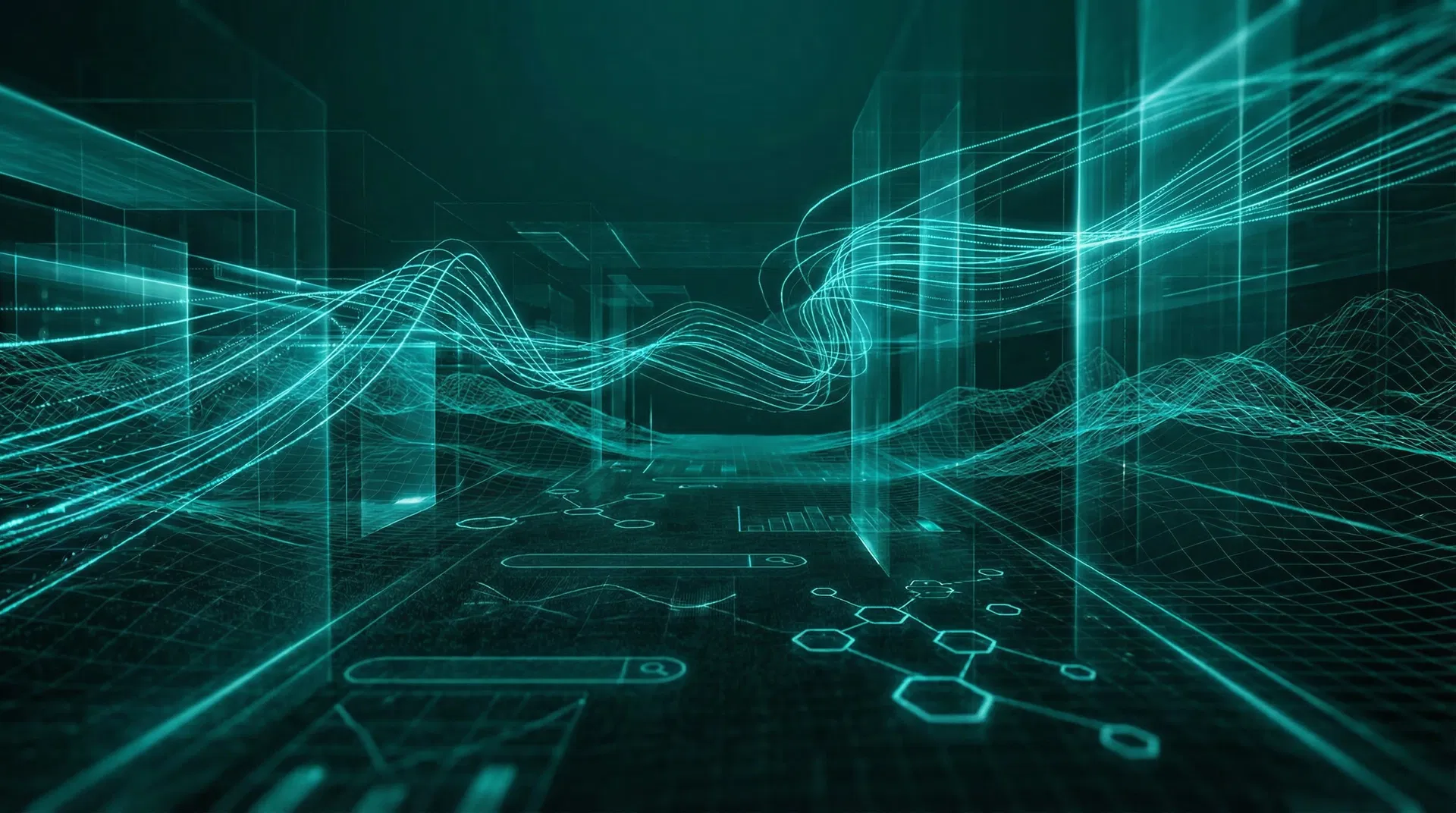 Abstract digital landscape representing SEO analytics and data streams