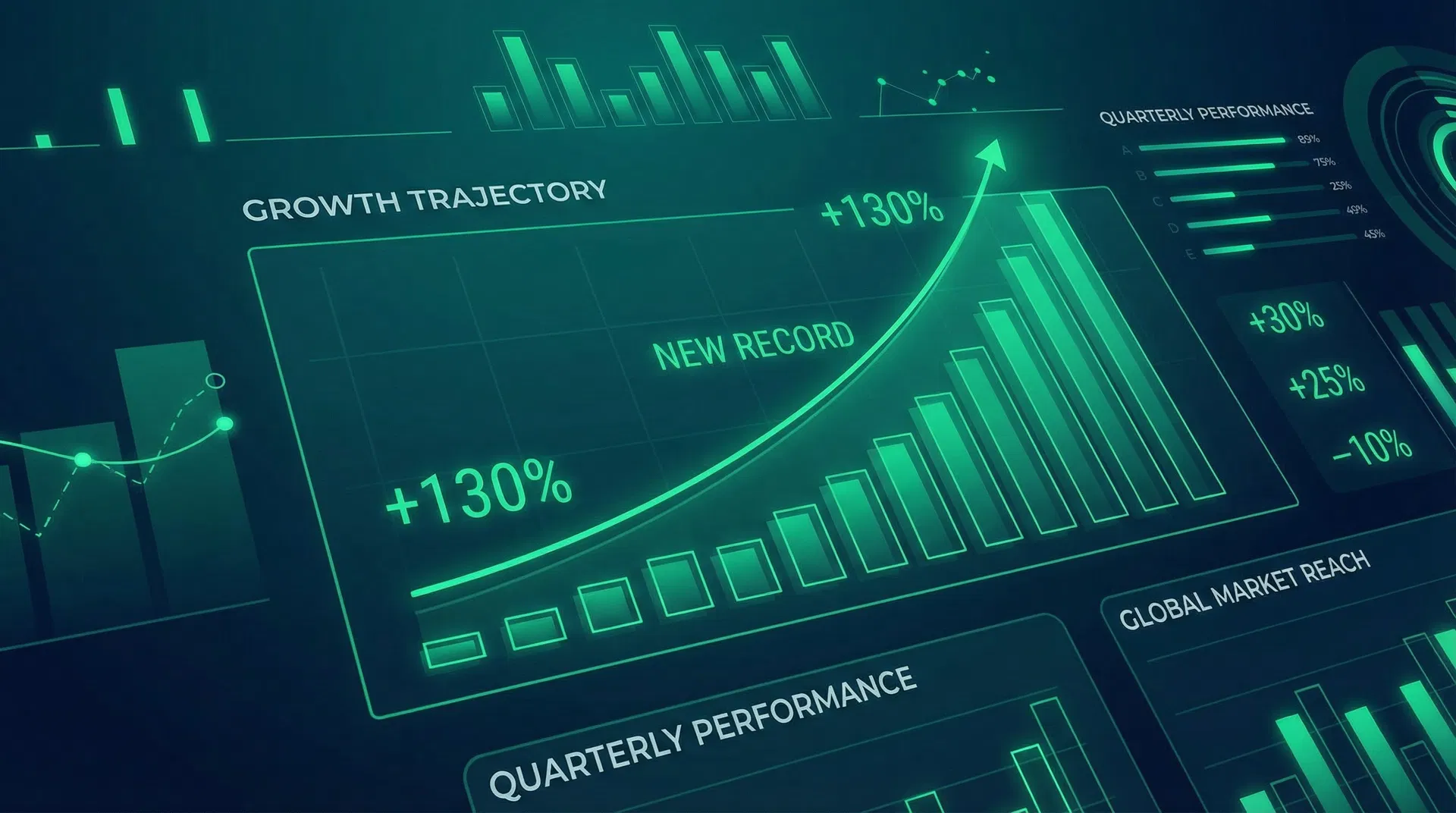 Growth analytics dashboard showing upward trajectory