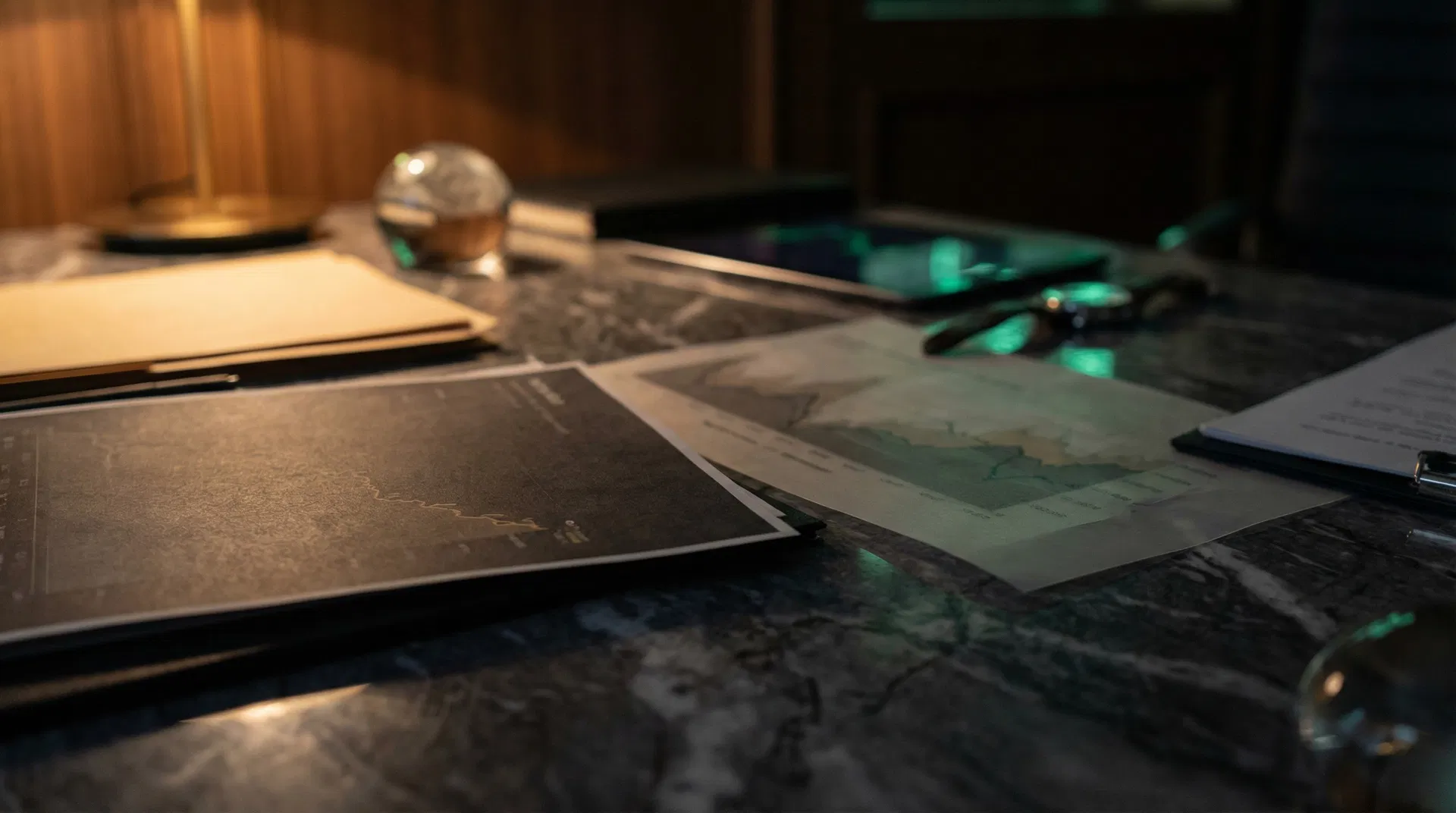 Financial documents on premium desk