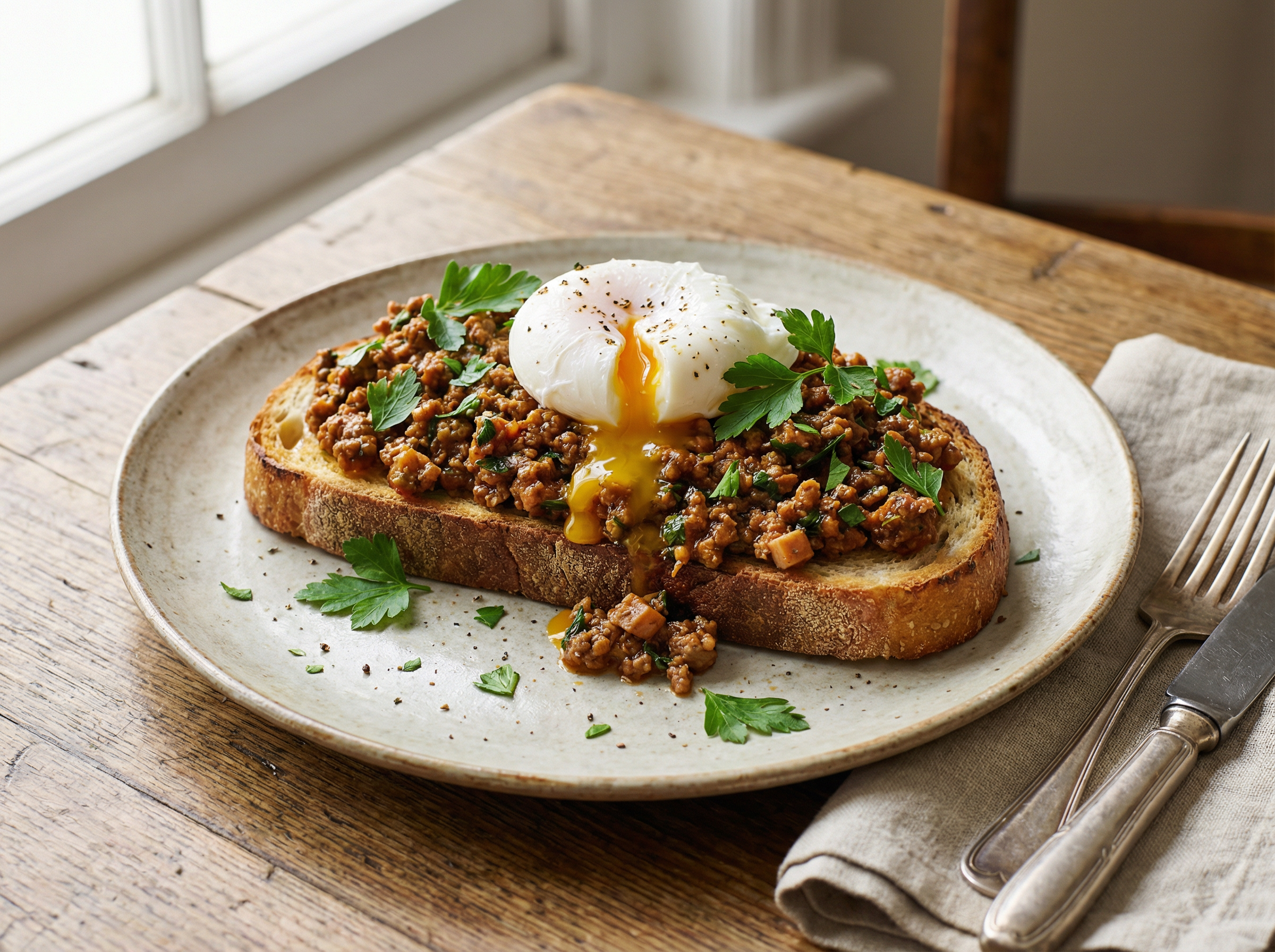Savoury Mince & Poached Egg on Toast