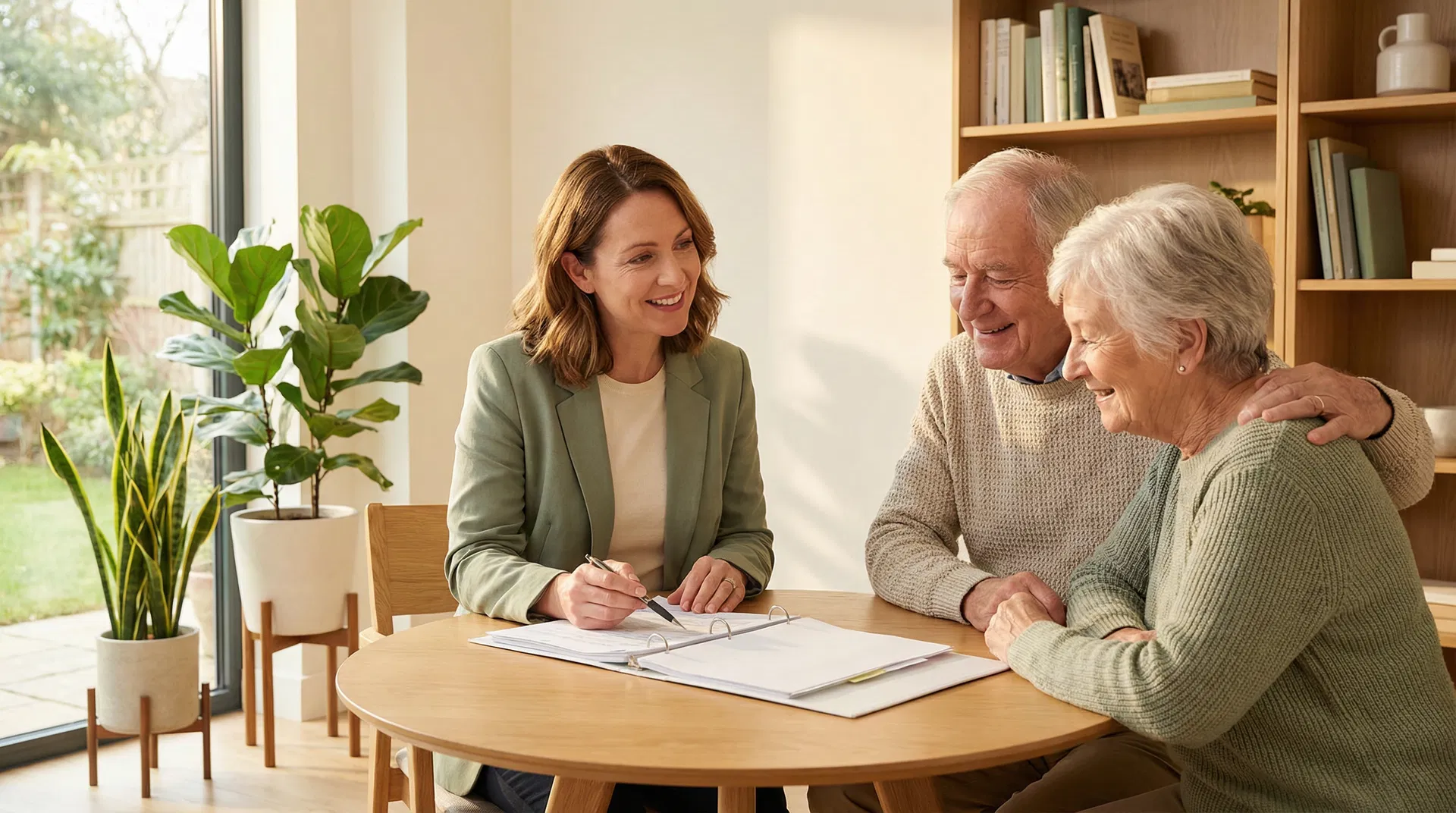 Care coordinator with senior couple