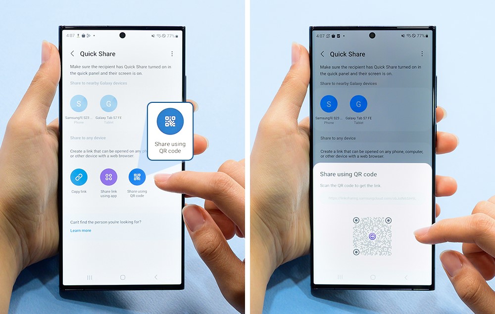 Mengaktifkan Quick Share dari Panel Cepat