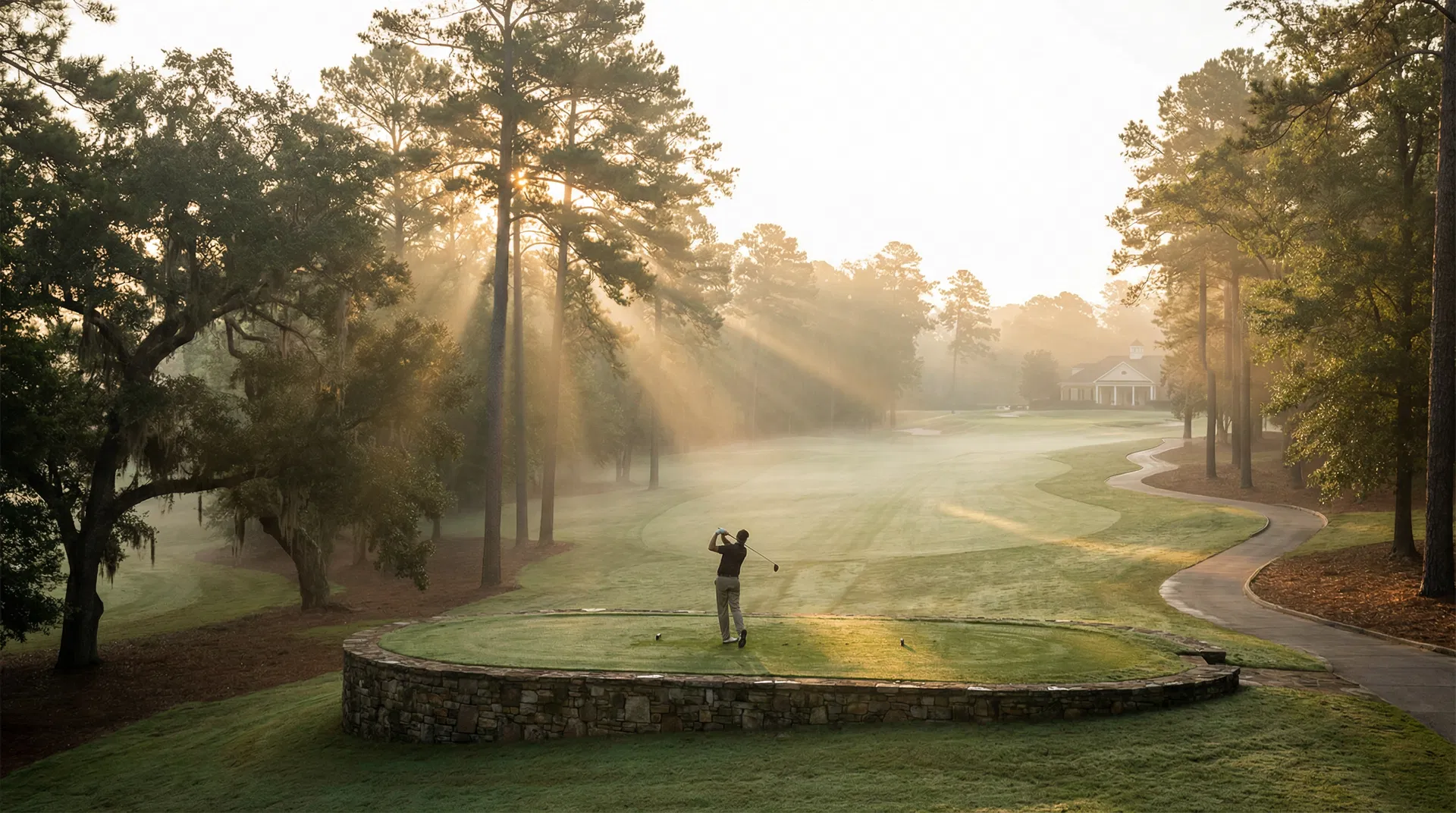 Golfer teeing off at Lone Pine