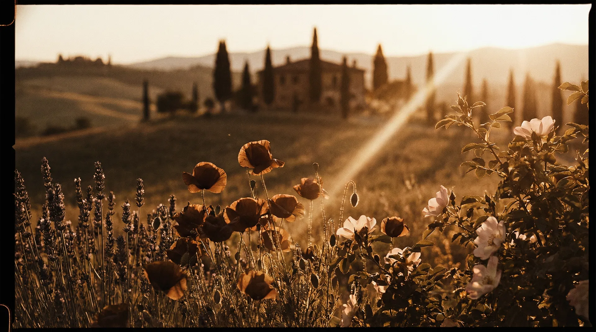 Fiori toscani al tramonto
