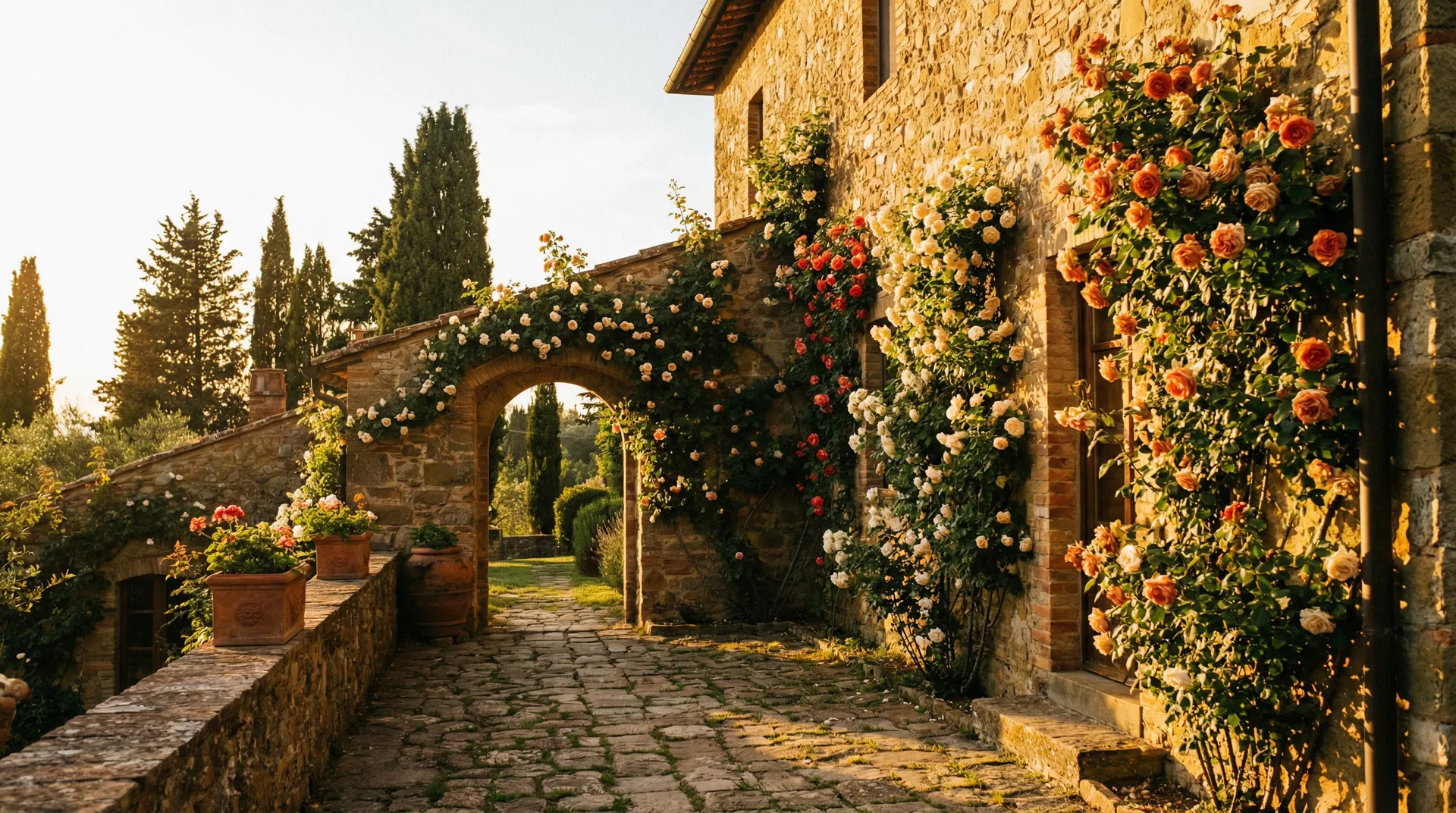 Villa toscana con rose