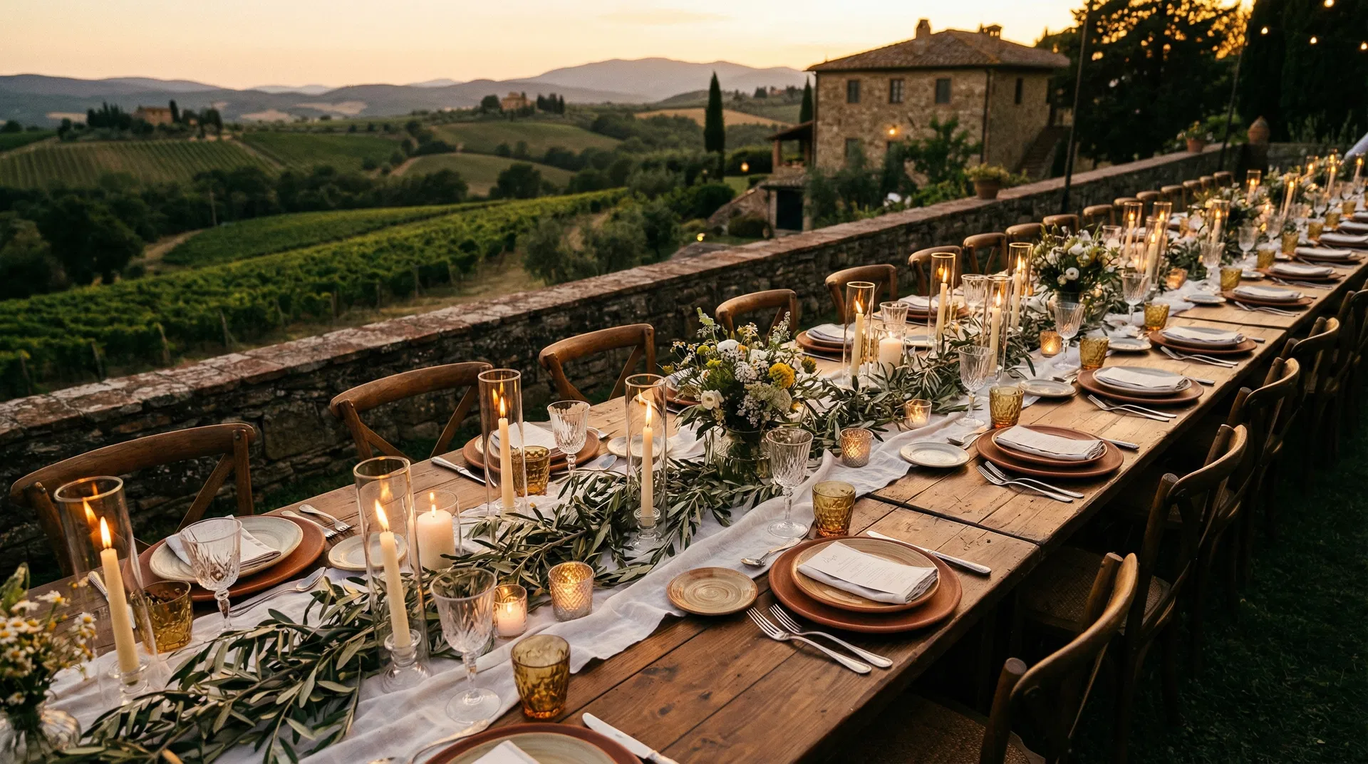 Tavola matrimoniale in vigna toscana