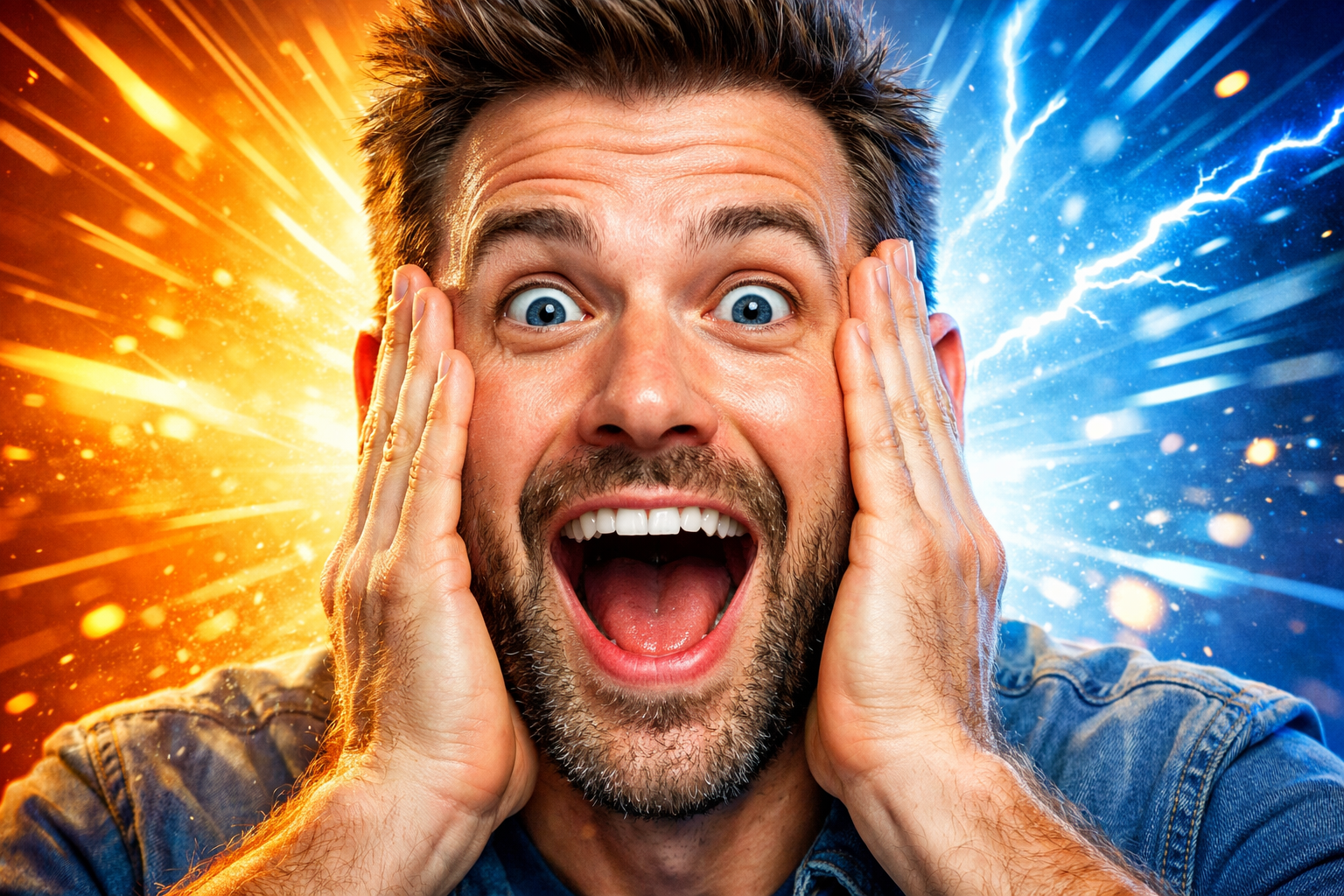 YouTube thumbnail design featuring a person with a strong facial expression to increase engagement.