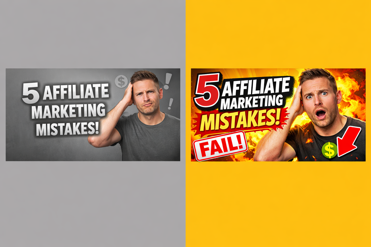High contrast YouTube thumbnail design example showing bright colors against a dark background.