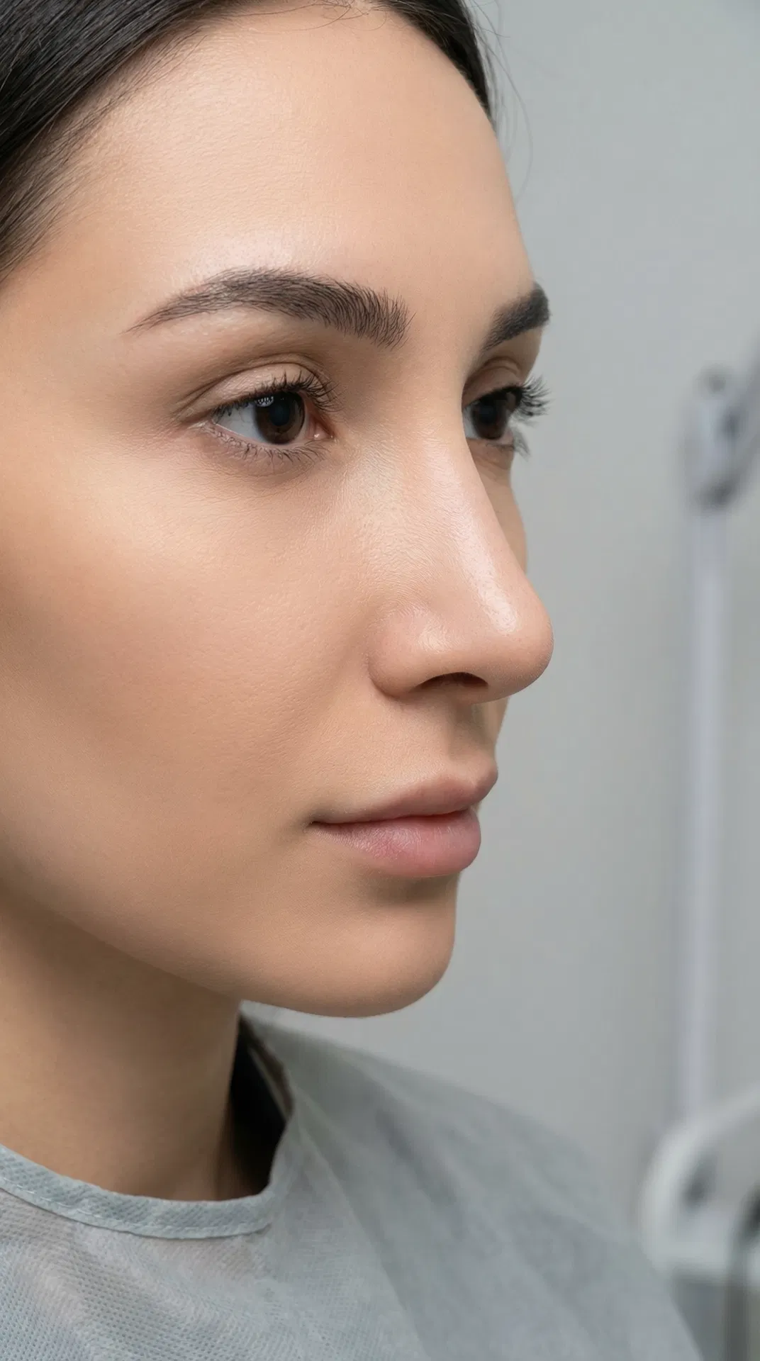 Rhinoplasty nose three-quarter view