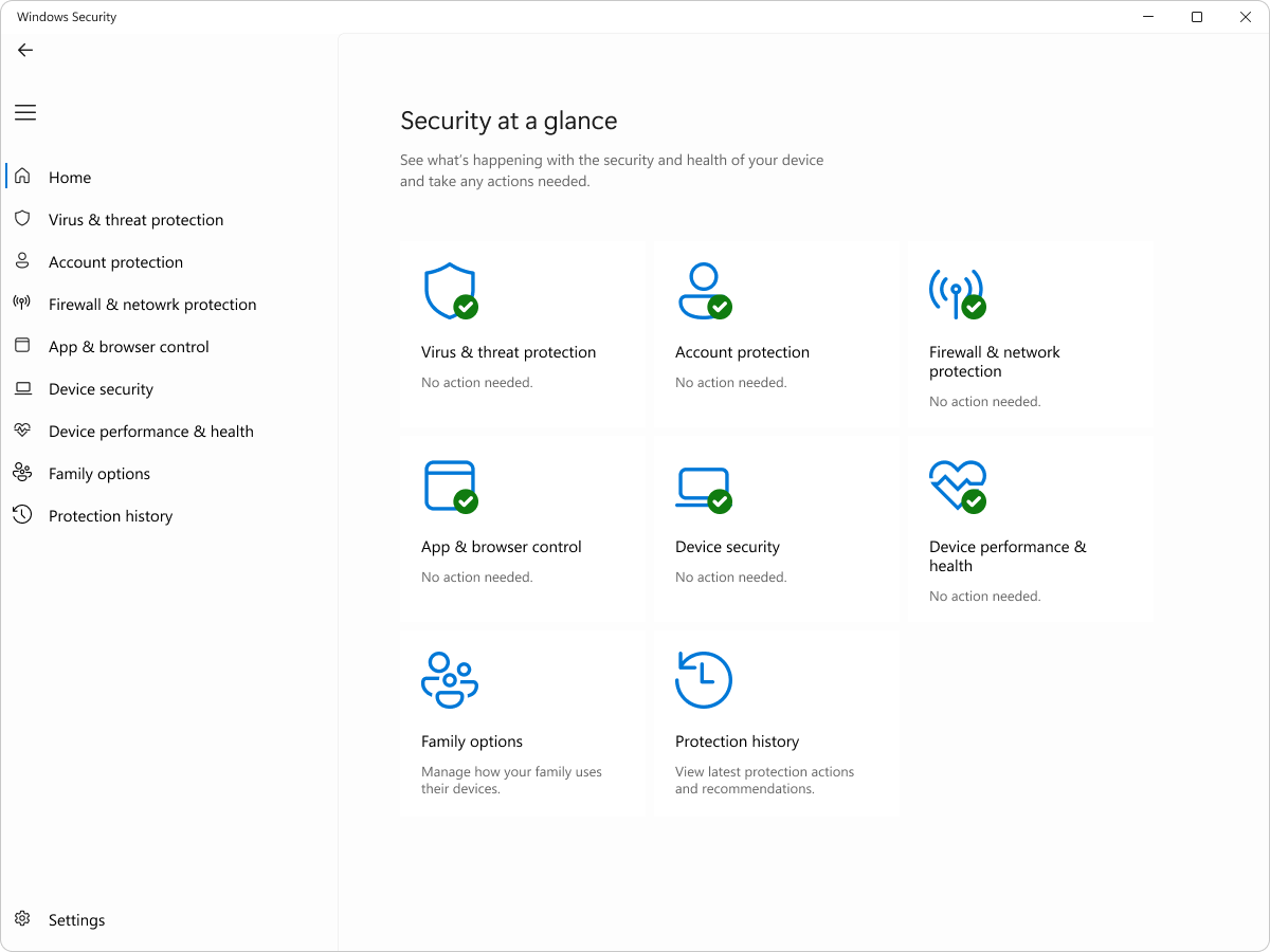 واجهة Microsoft Defender Antivirus