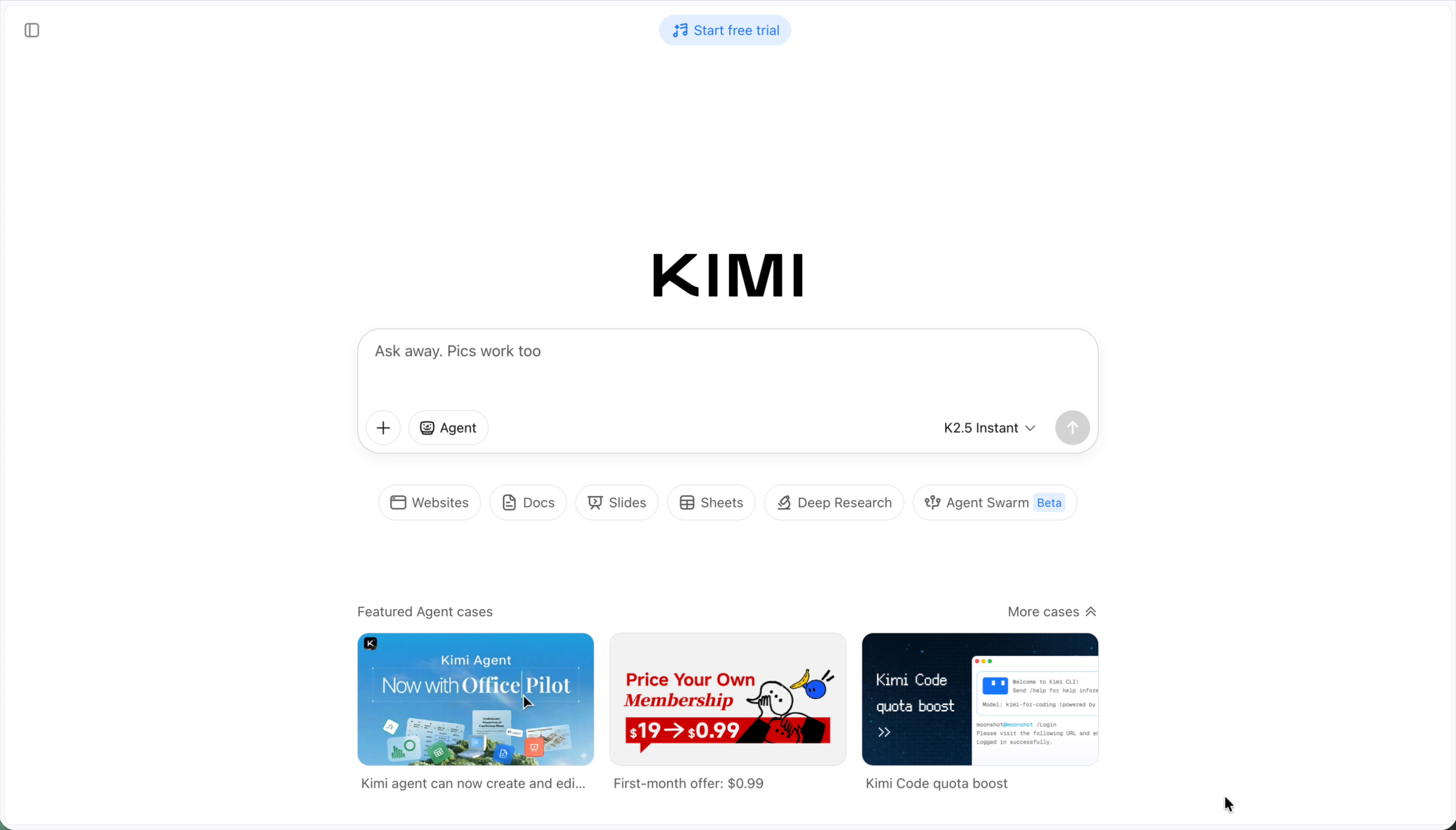 Kimi AIのトップページ