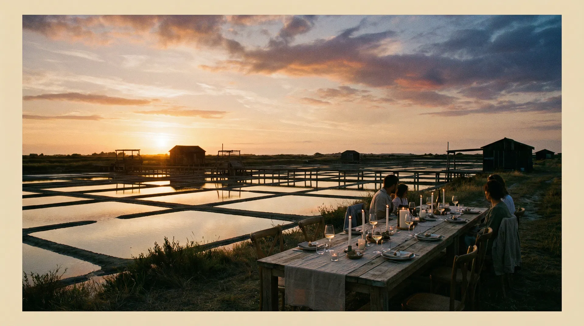 Aston Ish — Apéritif sur les marais salants au coucher du soleil