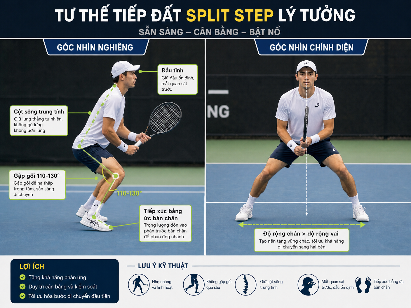 Tư thế Split Step chuẩn