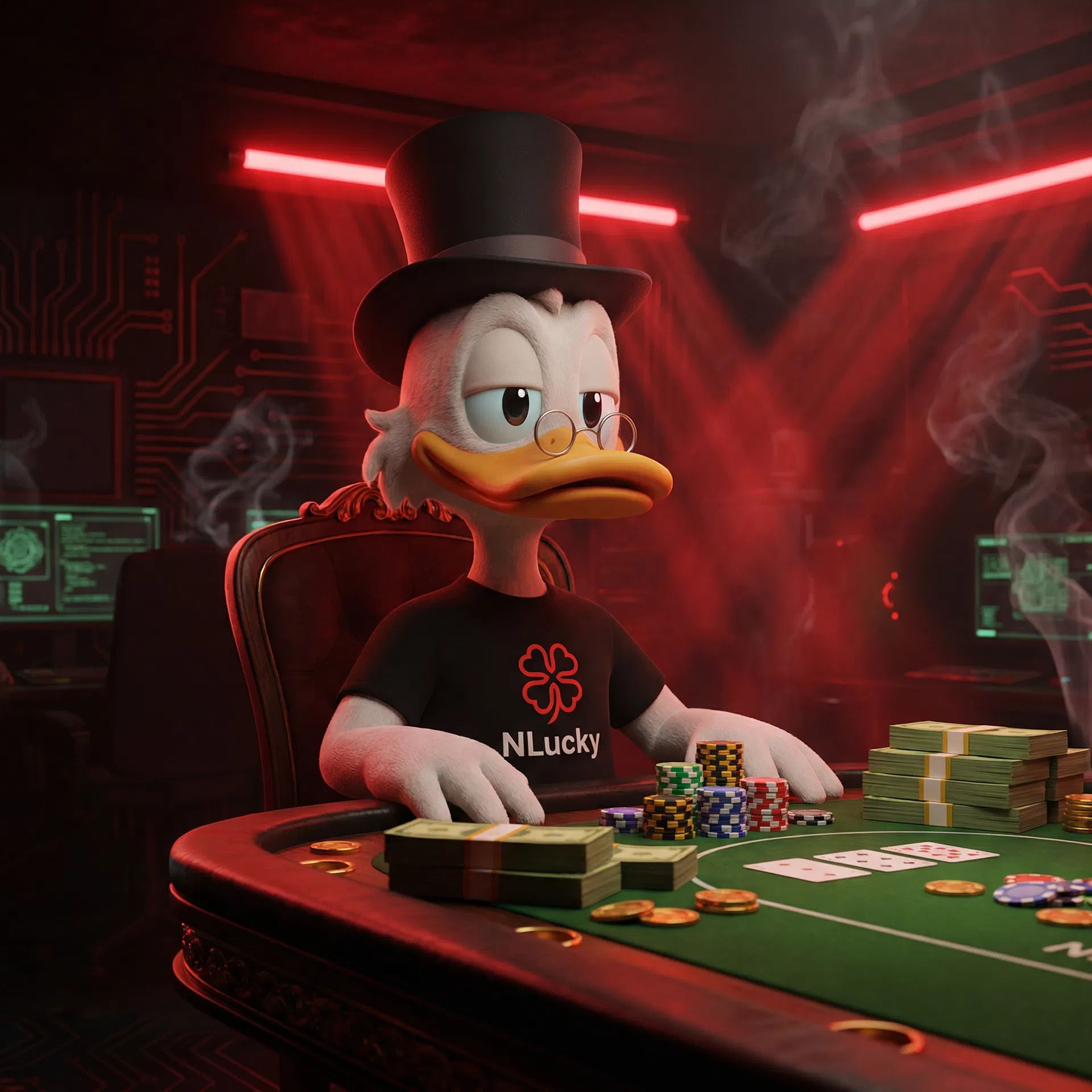 Pato Magnata NLucky contando dinheiro