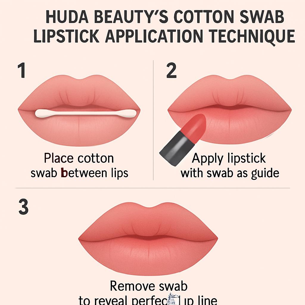 Huda Beauty Cotton Swab Lipstick Technique