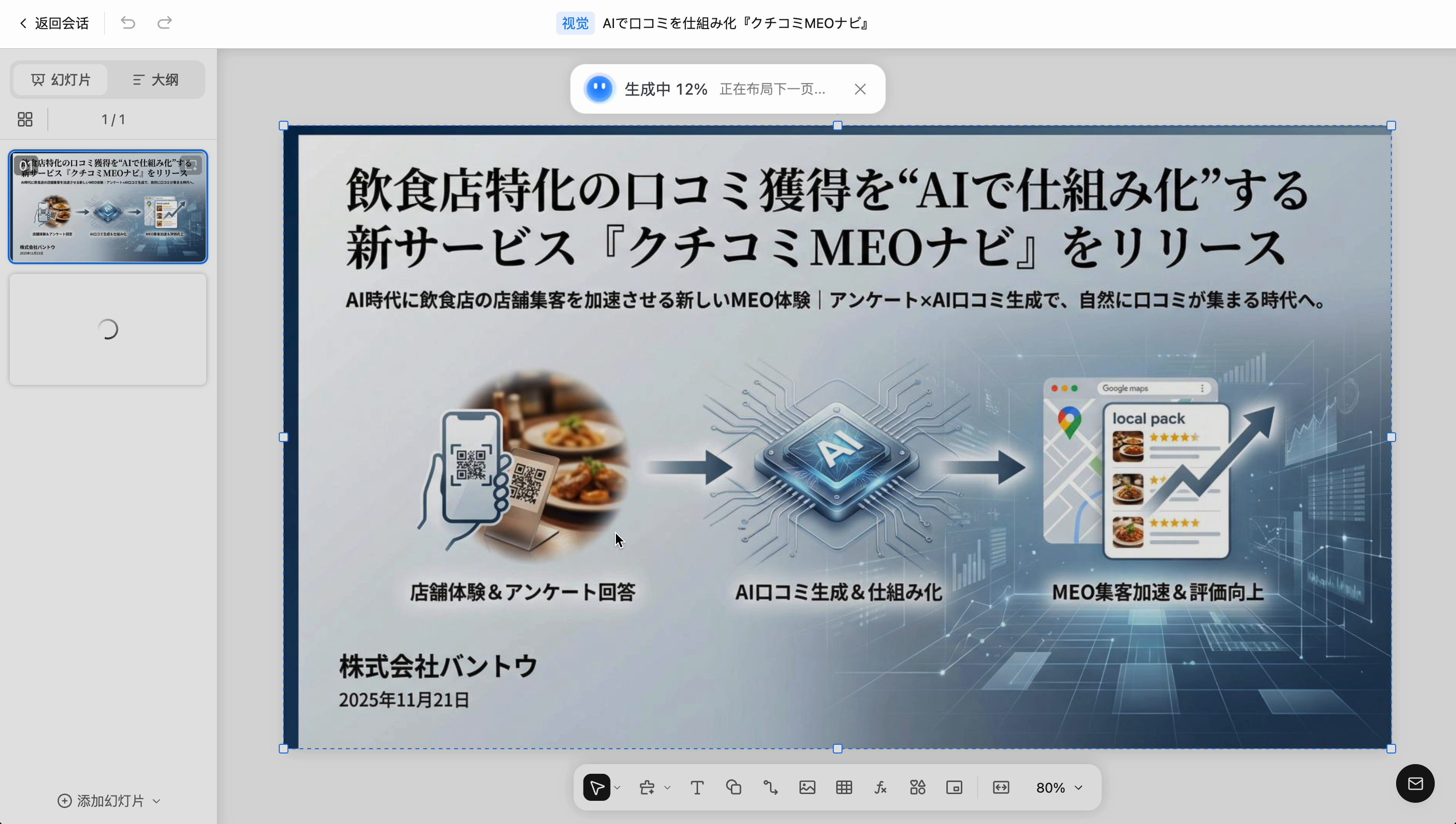 スライド生成中(進捗表示)