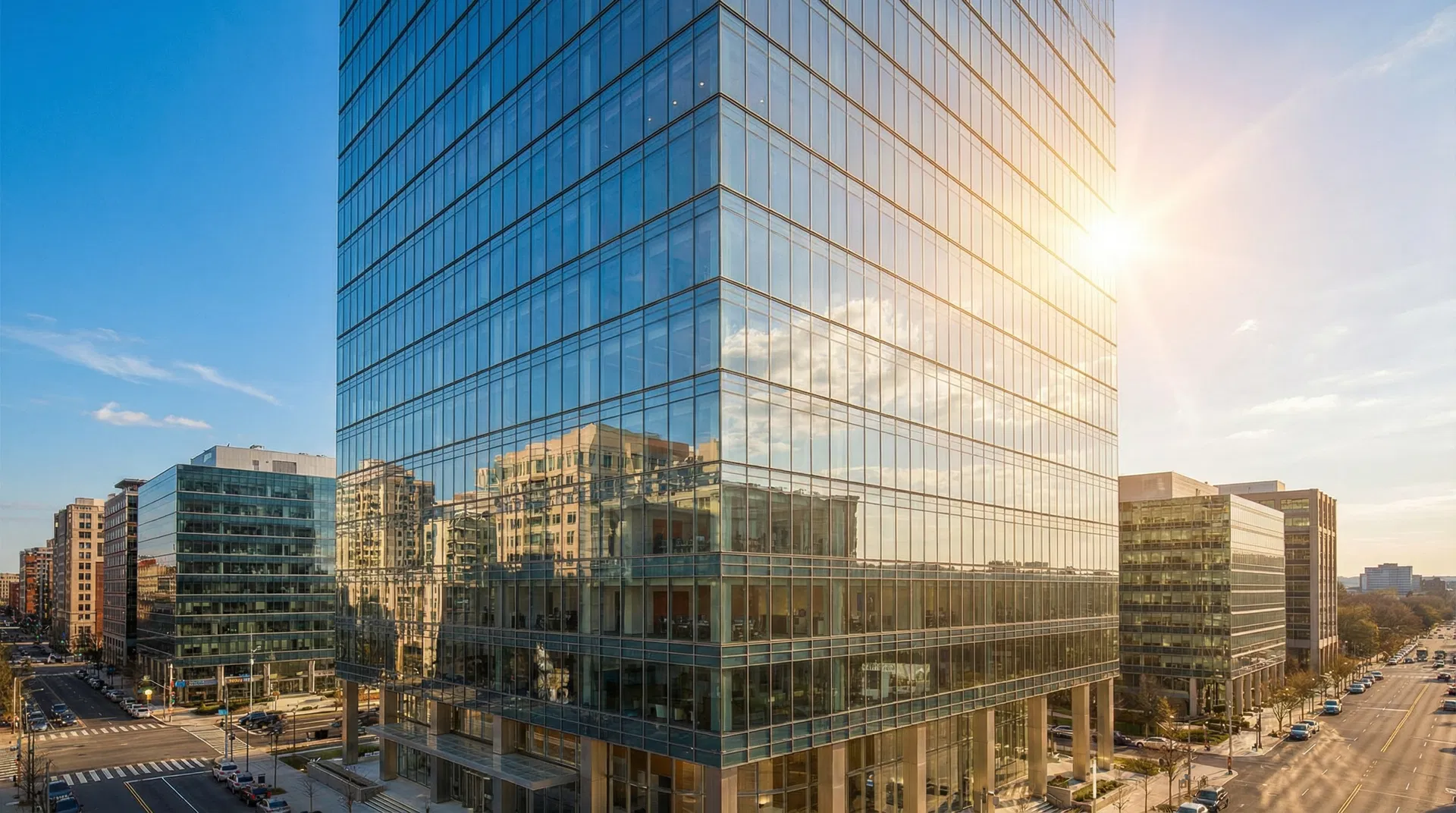 Glass facade during sunny day