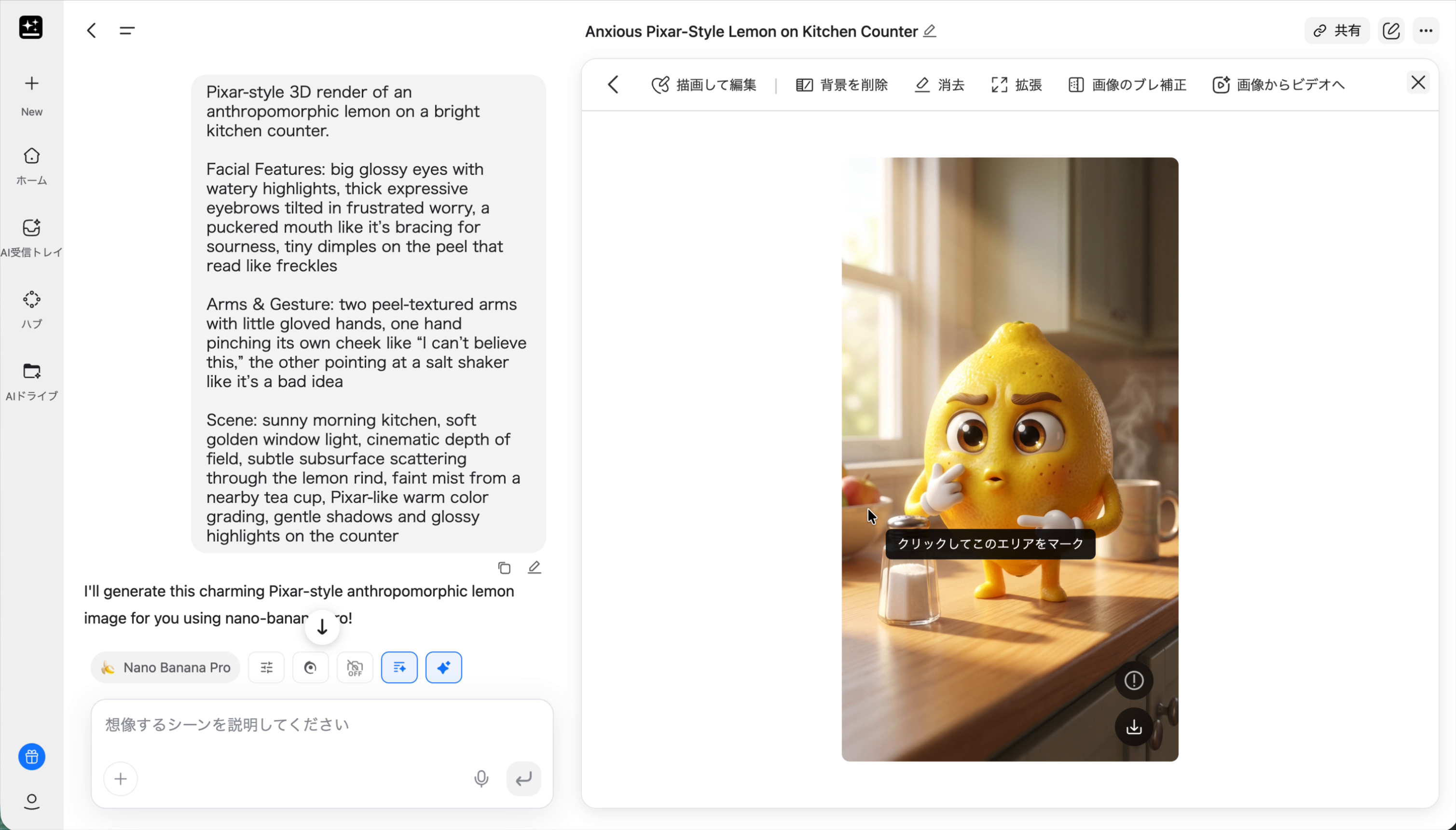 生成されたレモンキャラクター