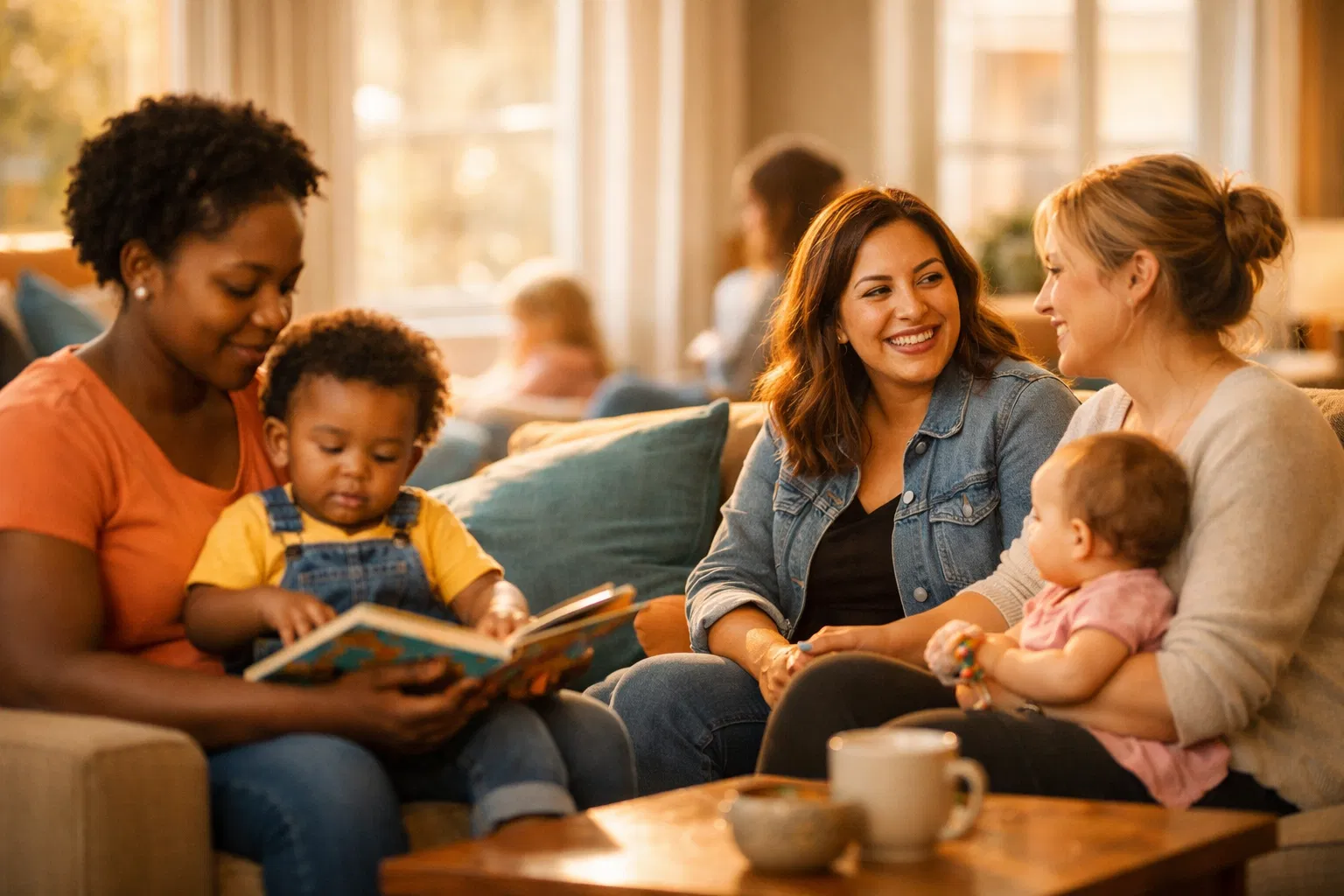 Mothers and children in a supportive community setting