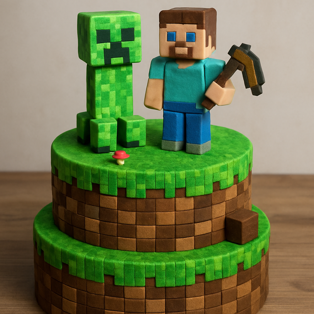 Bolo Minecraft - Aventura no Mundo da Superfície