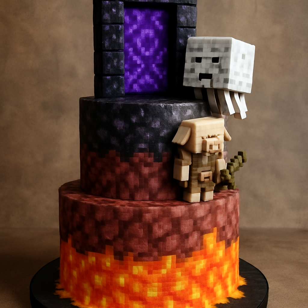 Bolo Minecraft - Portal para o Nether