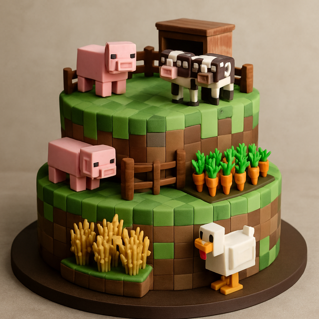 Bolo Minecraft - Vida na Fazenda