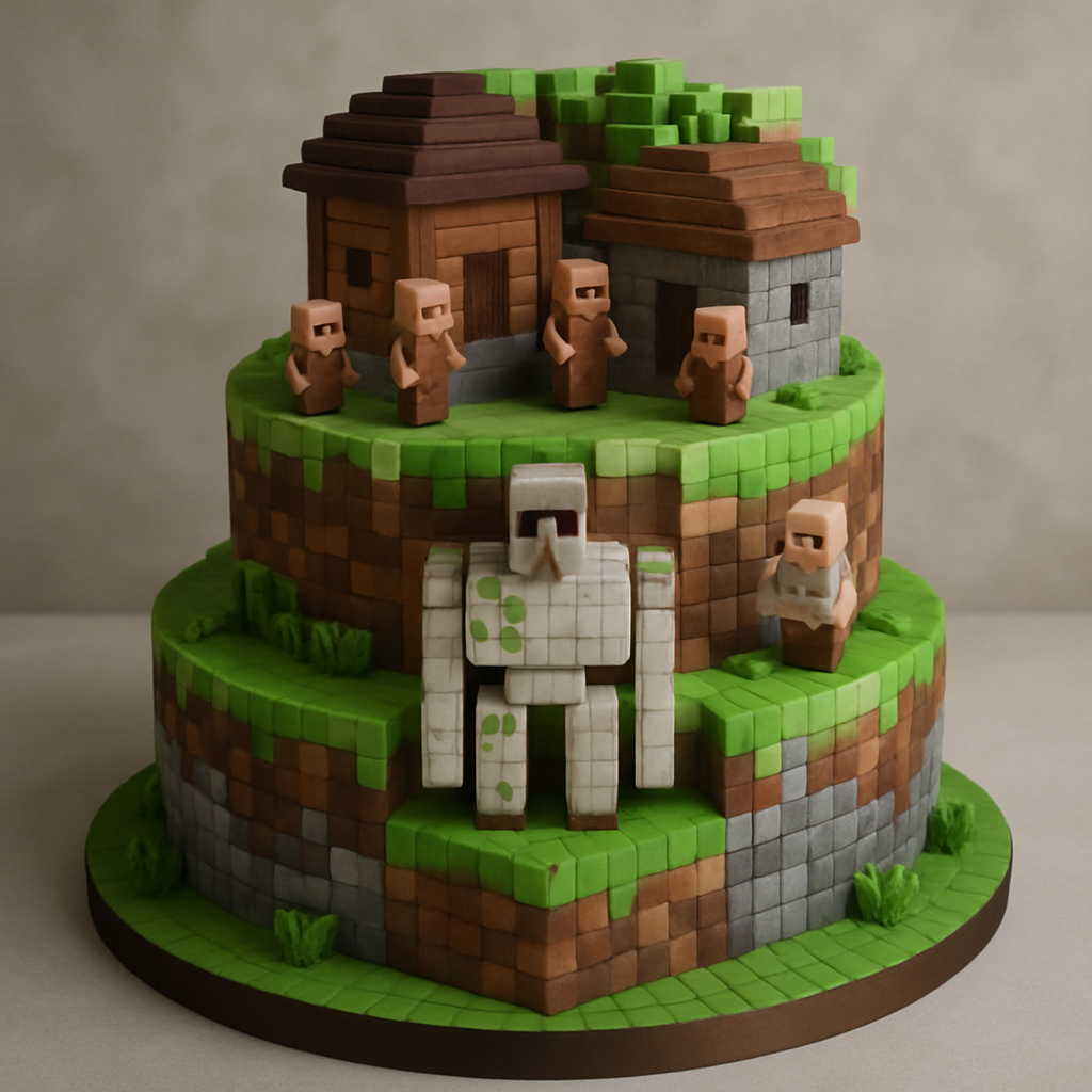 Bolo Minecraft - A Vila dos Aldeões