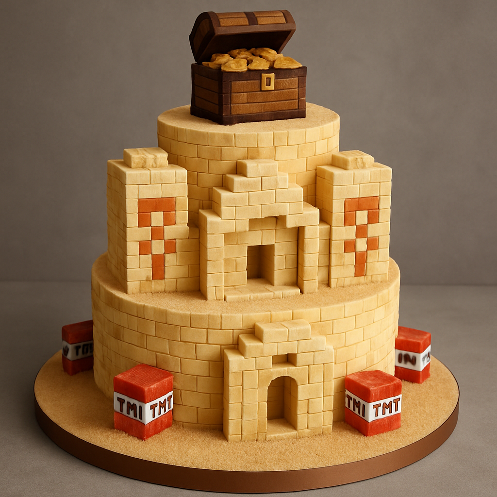 Bolo Minecraft - Templo do Deserto